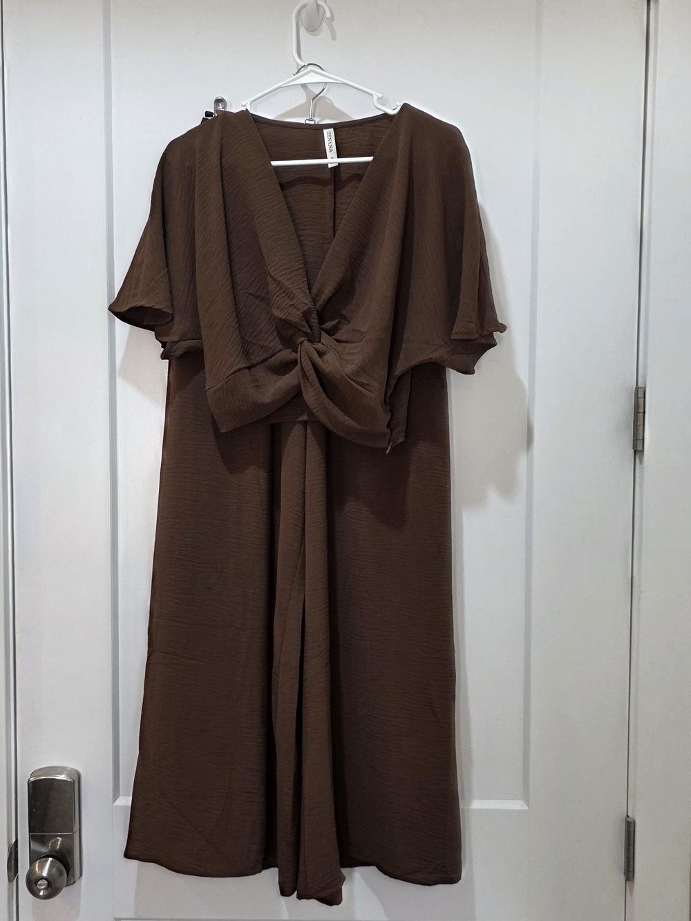 Zenana Outfitters Brown Knot-Front Jumpsuit M NWOT